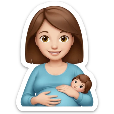 Una mamá embarazada de cabello  café  sticker
