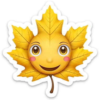 Smile face with maple leaf eyes sticker