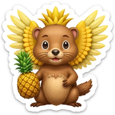 Castoro con le ali e con i capelli a forma di ananas  sticker