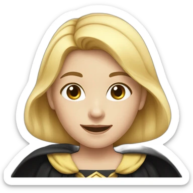 Happy-White-skin-girl—face-with-black-cape-costume sticker