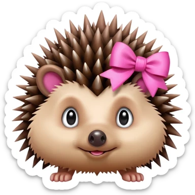 hedgehog with a pink bow sticker