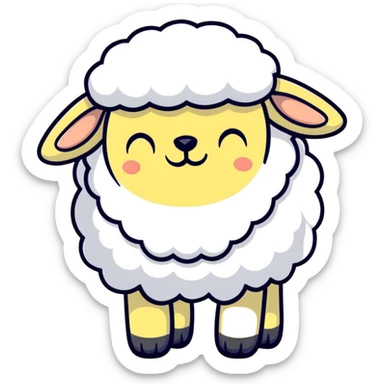 dreamy pastel blue sheep with fluffy wool and sleepy expression, like from a dream sticker