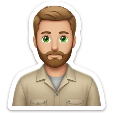  White guy with green eyes and a beard working on a Auto Body repair shop sticker