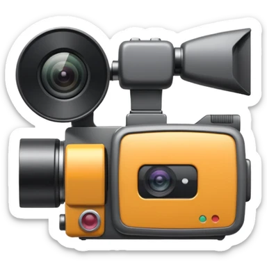 video camera object icon, camcorder style, side screen, detailed lens, 3D cartoon, mobile game icon style, centered, clean background, no text, no watermark
  sticker