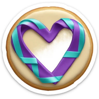 Purple and teal Suicide awareness ribbon on heart cookie sticker