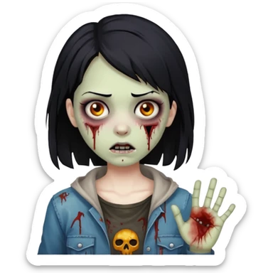 Zombie girl with black hair sticker