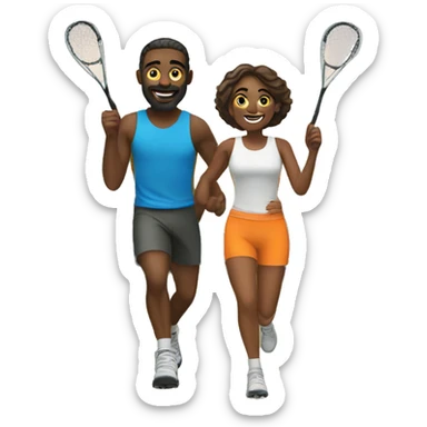 Couple enjoying outdoor sports sticker