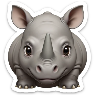 cinematic-noble-baby rhinoceros-portrait-emoji,-poised-and-regal,-with-a-massive,-powerful-build-and-a-thick,-deep-set-soulful-piercing-eyes,-simplified-yet-sharp-and-sophisticated-features,-highly-detailed, large eyes sticker