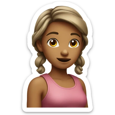 Girl with flirty eyes shrugging shoulders  sticker