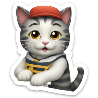 A cat on a boat sticker
