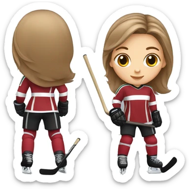 white brown hair Girl ice hockey player  sticker