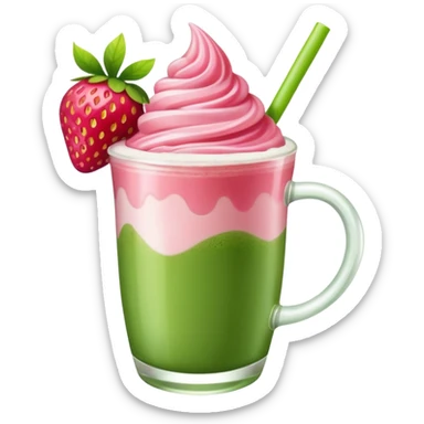 Strawberry pink and green matcha drink sticker