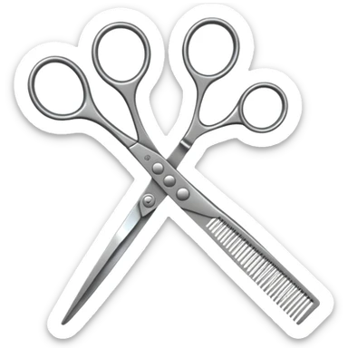 Make into an emoji with hair shears and a comb 2D sticker