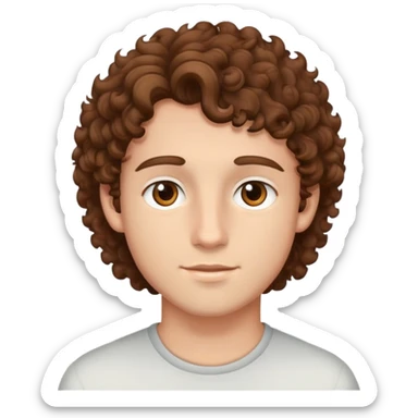 good looking young adult boy with brown curly hair and brown eyes sticker