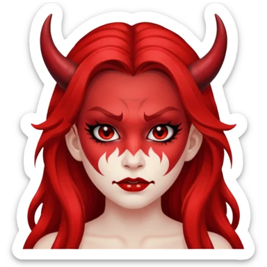 a long-haired red face paint devil girl  sticker