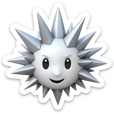 iOS-style 3D emoji: jagged abstract burst with irregular sharp spikes, bright white and light gray tones, subtle glossy reflections, conveying sudden impact; no circles, no yellow, no faces, no text sticker