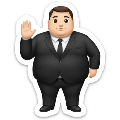 photorealistic full-length fat official in a black suit sticker