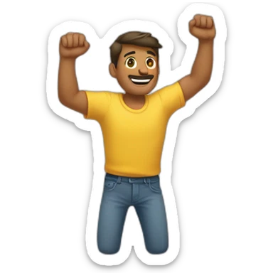 man lifting hig hands up bended elbows sticker