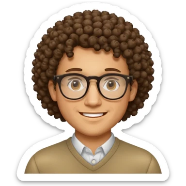 curly haired lightskin man with glasses  sticker