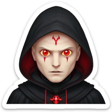 Evil, shadowie Male lord with Red glowing eyes and hood sticker