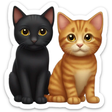 black cat and ginger kitten sticker