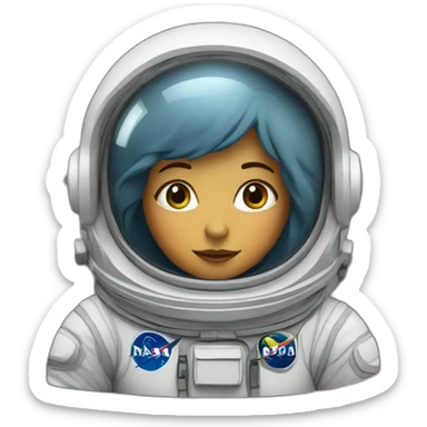 astronaut woman in space through stars sticker