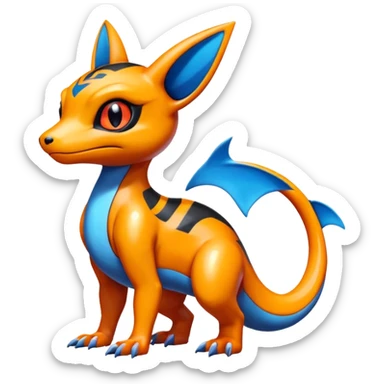 Cute Shiny Guilmon-Salandit-Umbreon-Fakémon-hybrid-creature (full body)  sticker