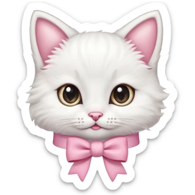 Uma gatinha branca com lacinho rosa sticker