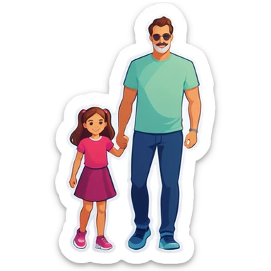 Father and daughters  sticker