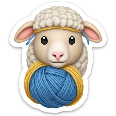 Sheep knitting yarn ball  sticker