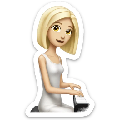  skinny slavic blonde girl at the piano sticker
