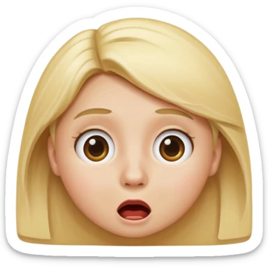 shocked blonde emoji, apple emoji style, round face, raised eyebrows, mouth agape, minimal, no text sticker