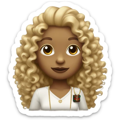 Blond Curly haired girl monkey with gucci little cross bag sticker