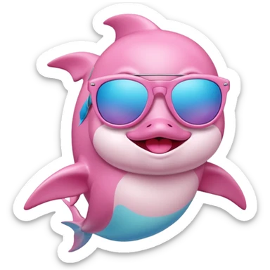 Pastel-pink-colors-dolphin with sunglasses  sticker