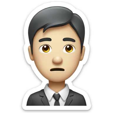 Crooked back and shoulders, Korean office worker, tired and sad expression sticker