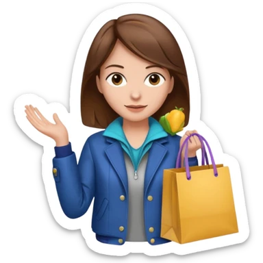 woman with brown hair buys clothes in a store, shopping vibe sticker