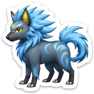 Storm-Grey Cloud-Swirled Heavy-Maned Thunder-Marked Electric Luxray-Manectric hybrid creature (full body) sticker