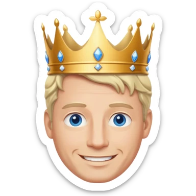 middle age white prince  with crown,  sticker