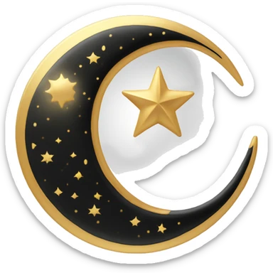 beautiful adorable crescent moon with a celestial theme in dune black and gold colors  sticker