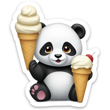 Panda eating ice cream sticker