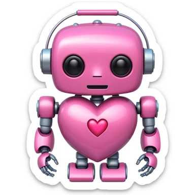 pink robot heart emoji sticker