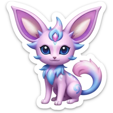Shiny Exotic Cute Nebulae Ethereal Espeon-Sylveon-Meowstic-Hybrid-Creature with pattern-markings sticker
