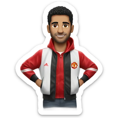Ruben Amorim wearing a Manchester United jacket sticker