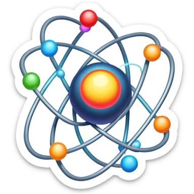 atom with colorful orbiting valence electrons in the outer shell sticker