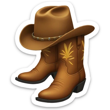 Cowboy boots with hat sticker