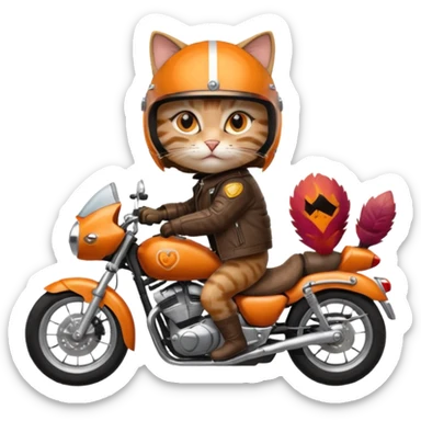 cat riding motorcycle sticker