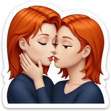intimate kiss by the window girl with dark orange hair sticker