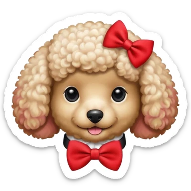 Poodle with red bow tie sticker