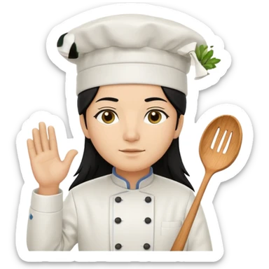 Chef pelinegra pelo largo y liso sticker