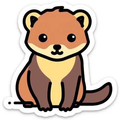 yellow-throated marten, siberian harza, small predatory mammal with yellowish throat and dark brown fur sticker